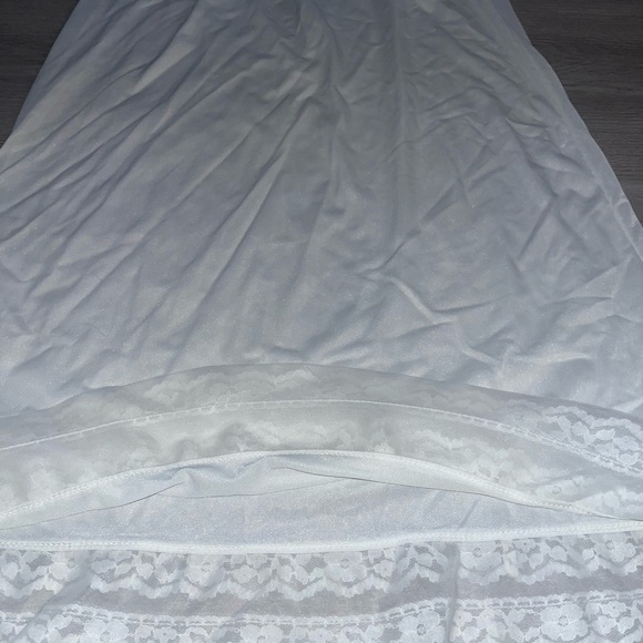 White vintage nylon lace maxi slip skirt medium - Picture 2 of 9